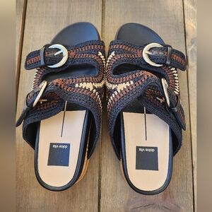 Dolce Vita Black and Brown Women's Crochet Sandals Euc Sz 7